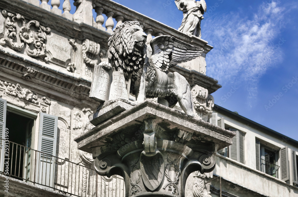 Lion of St. Mark - Piazza delle Erbe - Verona-Italy