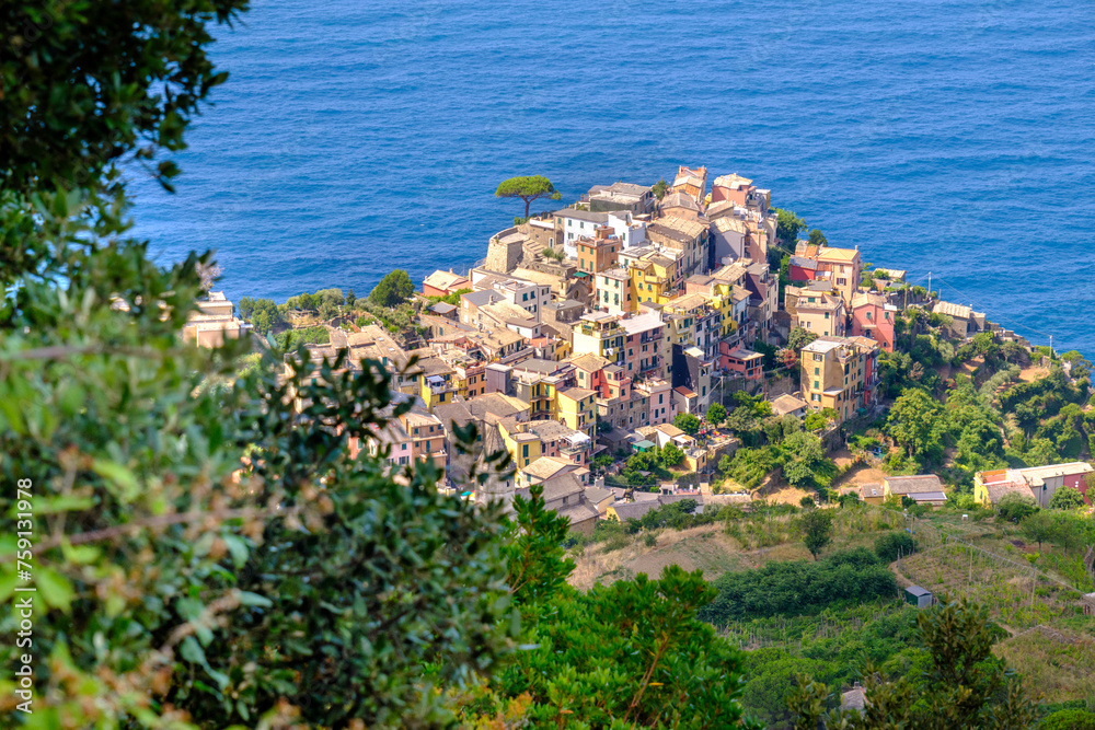 Top view over Corniglia village in Cinque Terre