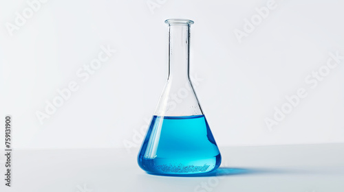 Glass laboratory flask on white isolated background 