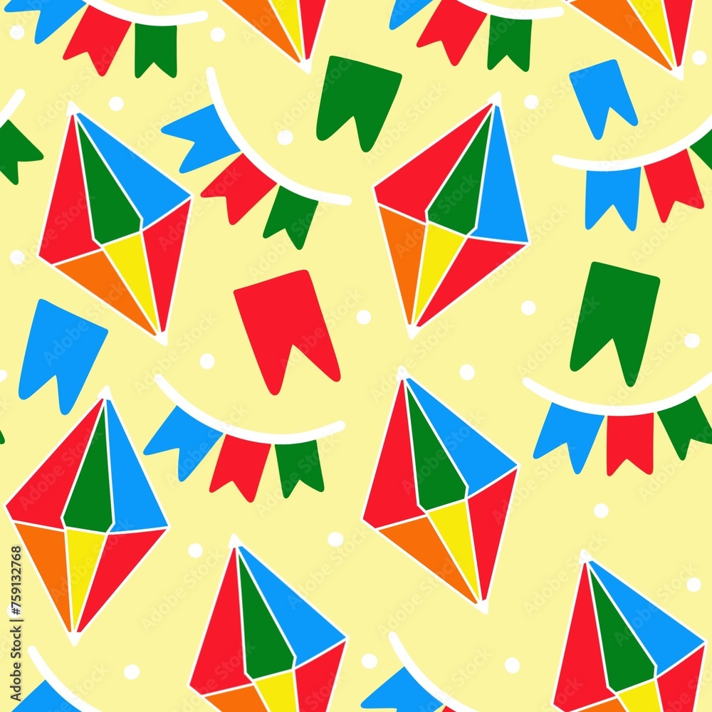 Seanless pattern com baloes e badeirolas de São João Seanless pattern com baloes e badeirolas de São João