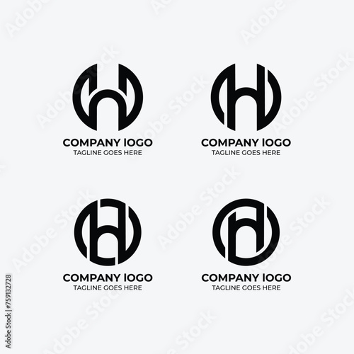 H logo set flat design