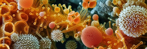 Pollen particles viewed with electronic microscope