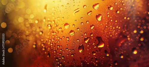 Saturated Beer Glass  Colorful Droplets in Dark Orange