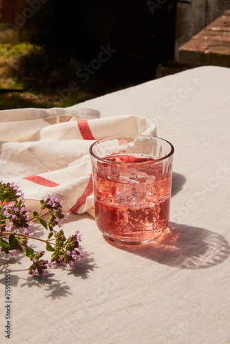Iced cocktail on the table outside