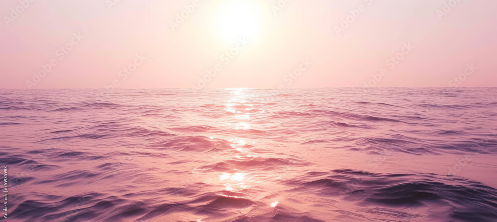 Tranquil Sunset Seascape, Soft Violet and Magenta Hues