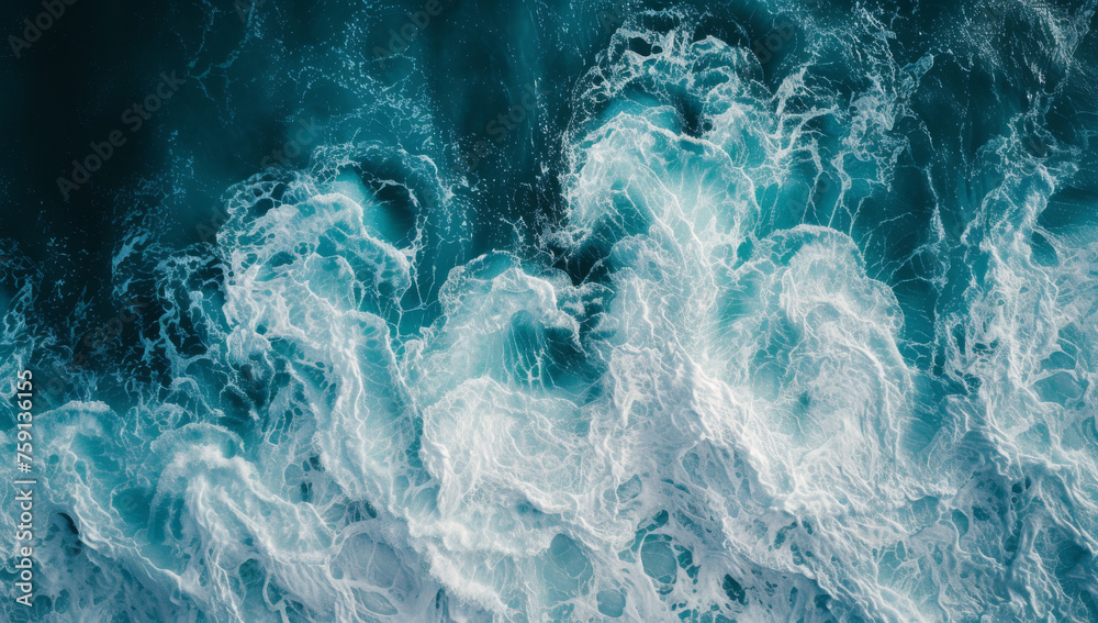 Evening Serenity, Aerial View of Blue Ocean Waves Evening Serenity, Aerial View of Blue Ocean Waves