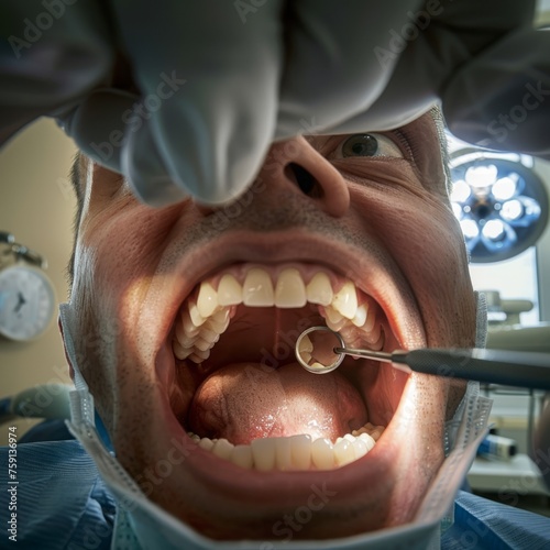 close up, a mouth in which a dentist put a prophylactic treatment on a patient