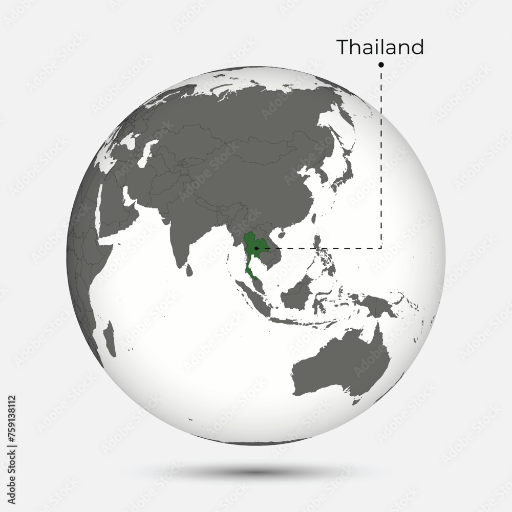 Map of Thailand with Position on the Globe