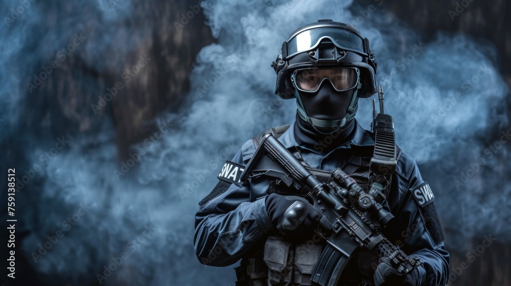 Portrait of a special police force SWAT tactical team soldier Portrait of a special police force SWAT tactical team soldier