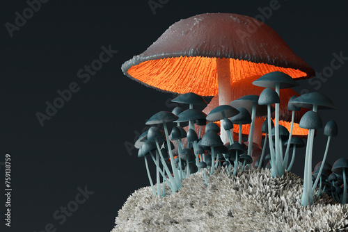 many Psilocybe Mushrooms photo