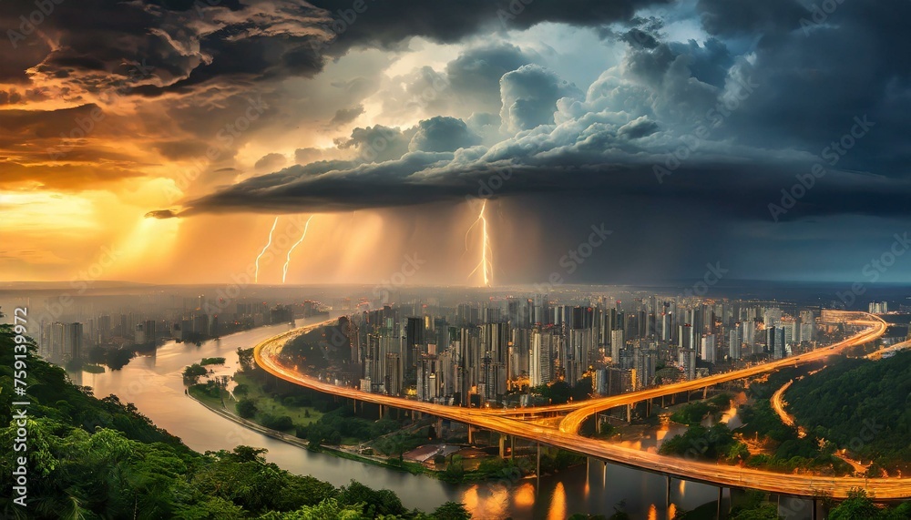 Obraz premium time clouds over the river