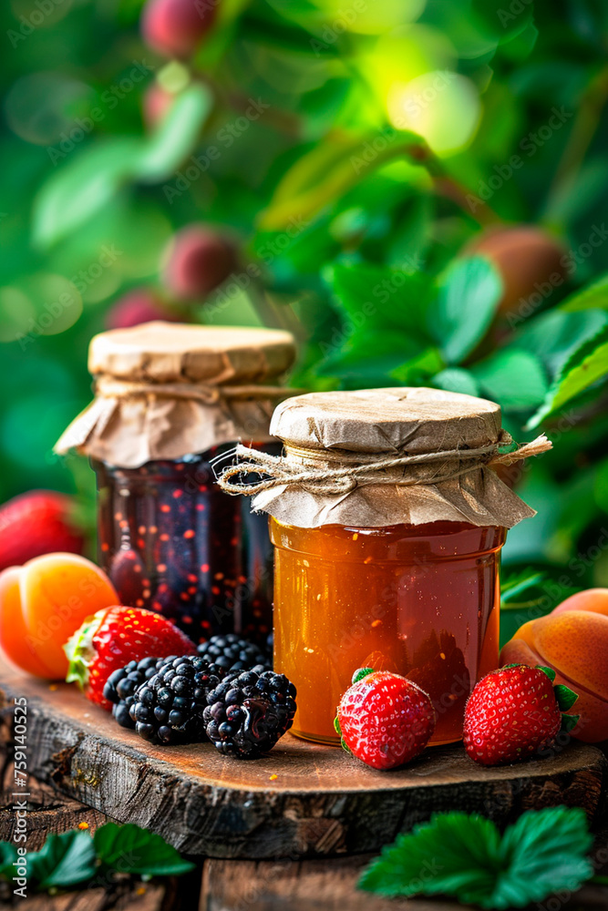 different jams in a jar. Selective focus. different jams in a jar. Selective focus.