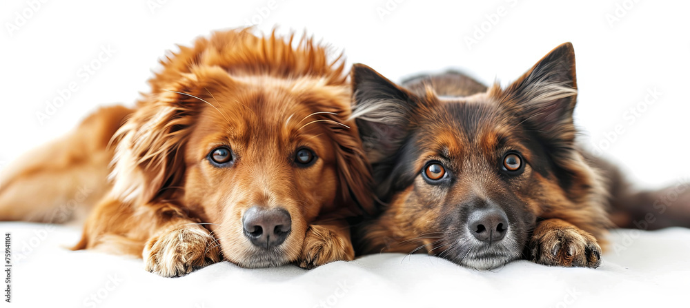 Two dogs isolated on the white background