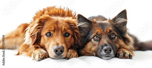 Two dogs isolated on the white background