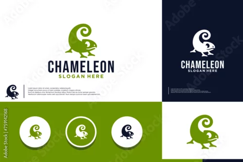 Obraz elegant chameleon logo , animal pet , logo design template.