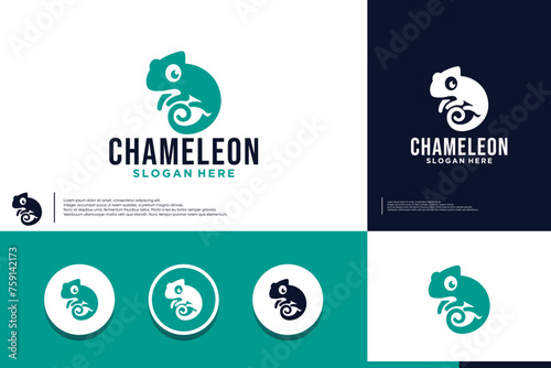cute chameleon logo , cartoon concept , logo design vector.