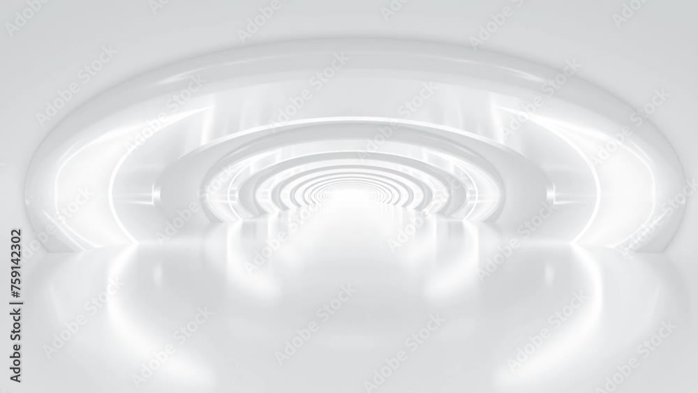 abstract white background white tunnel hallway 3d render seamless loop animation