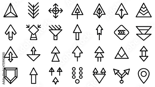 Set arrow icons. Collection arrows sign. Black arrow icon set. Arrow. Cursor. Arrow vector icon. Simple arrow set. Vector illustration