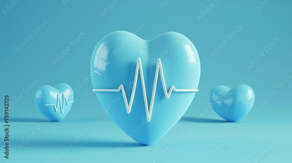 Artistical illustration of human heart 3D with EKG pulse Artistical illustration of human heart 3D with EKG pulse