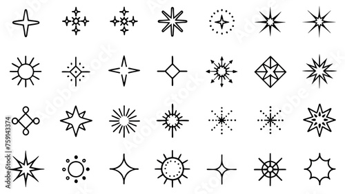 Sparkle vector icons. Shine symbol. Star sign collection