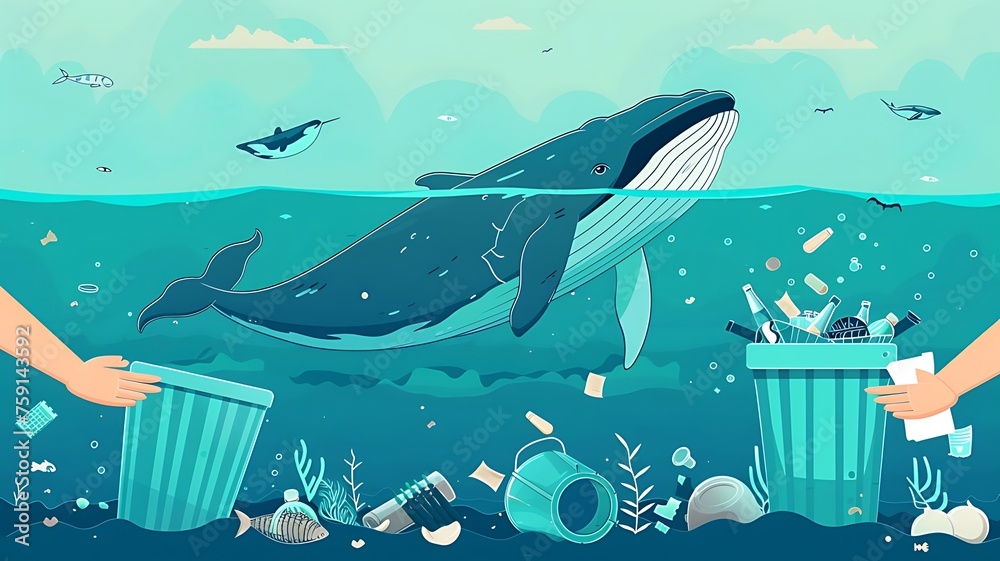 Ocean Pollution Infographic: Saving sad whale from trash ...