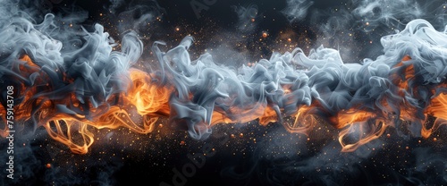 Abstract Smoke Moves On Black Background, Background, Background Banner