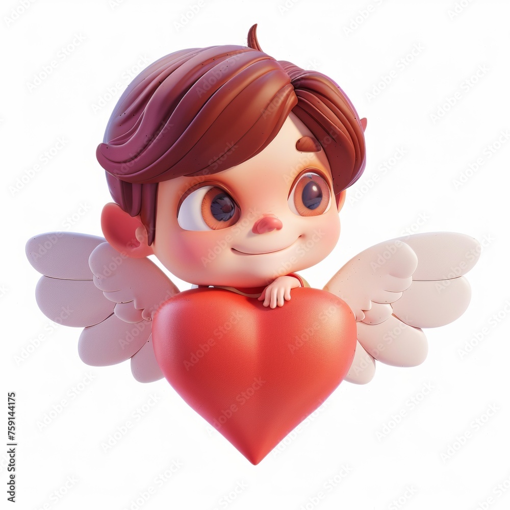 Cute cartoon character angel with wings