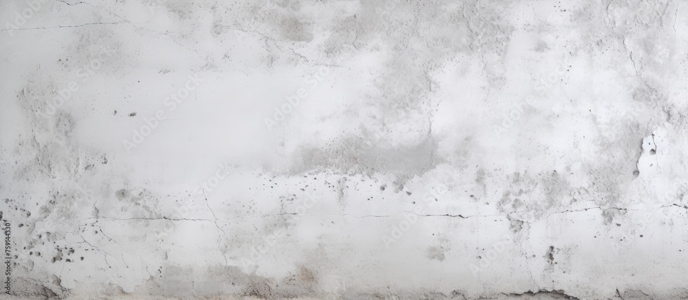Seamless texture of aged white concrete wall with rough surface and room for text as background.