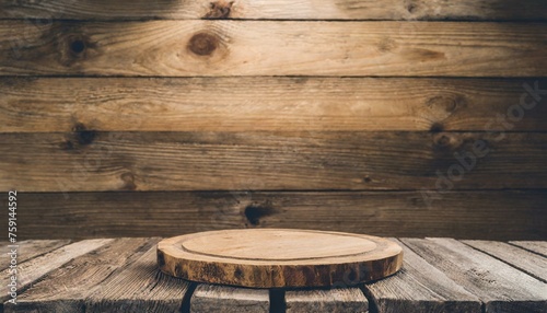 base de madeira em fundo de madeira para produto, conceito rústico
