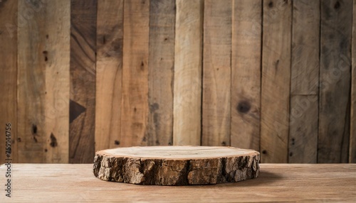 base de madeira em fundo de madeira para produto, conceito rústico