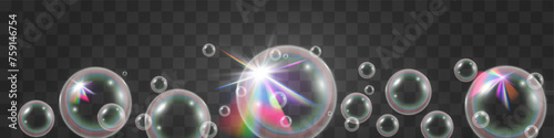 Air bubbles on a transparent background. Soap foam vector illustration.

