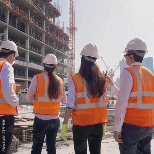 a group of workers in a row working, engineers, people, silhouette, sunset, summer, sky, nature, men, group, walking, fun, outdoors, happiness, sun, father, friendship, enginner, worker, construction,