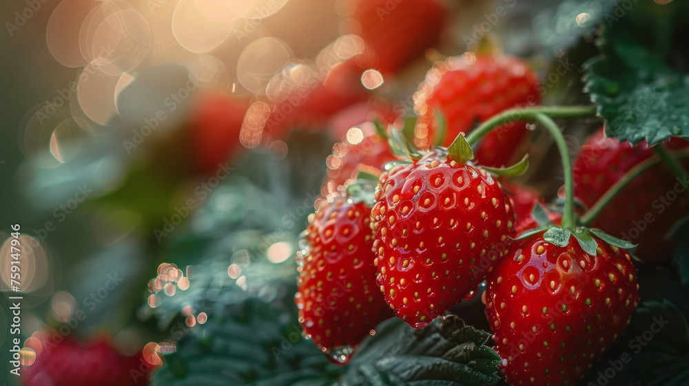 Fresh ripe strawberries with bokeh lights. Fresh ripe strawberries with bokeh lights.