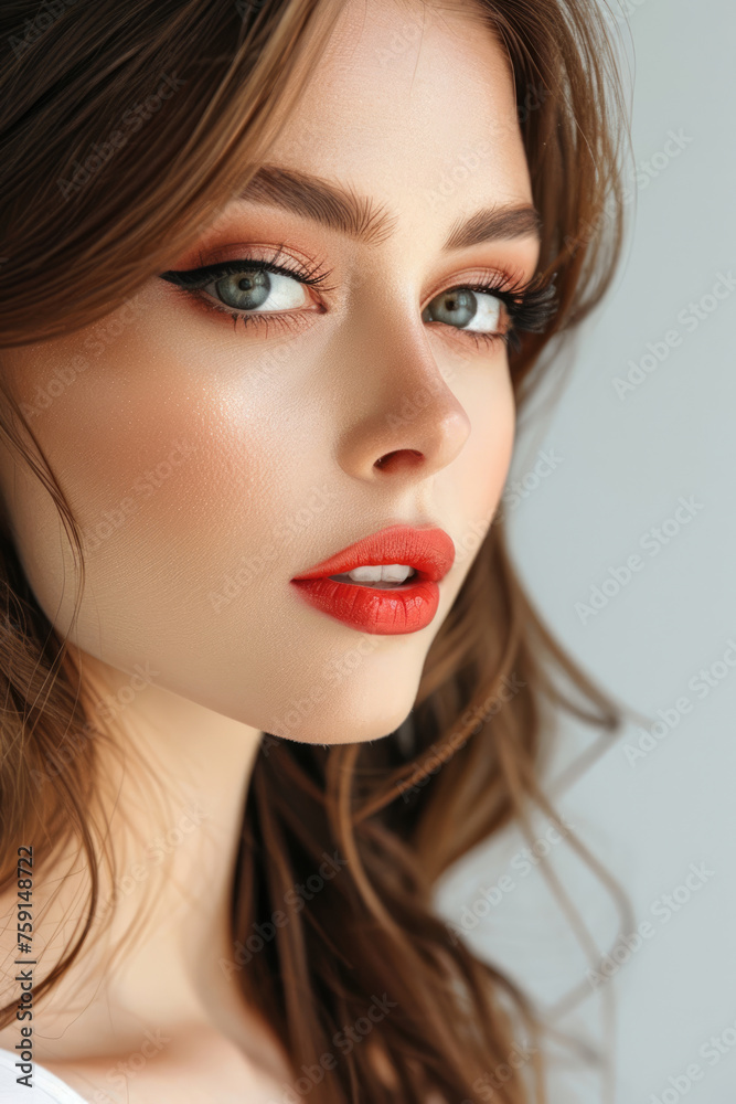 Woman face portrait with delicate makeup Woman face portrait with delicate makeup