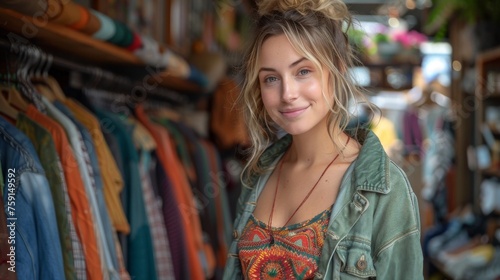 An eco-conscious clothing boutique organizing a fashion swap event, encouraging customers to exchange gently used clothes, aiming to reduce fast fashion consumption 