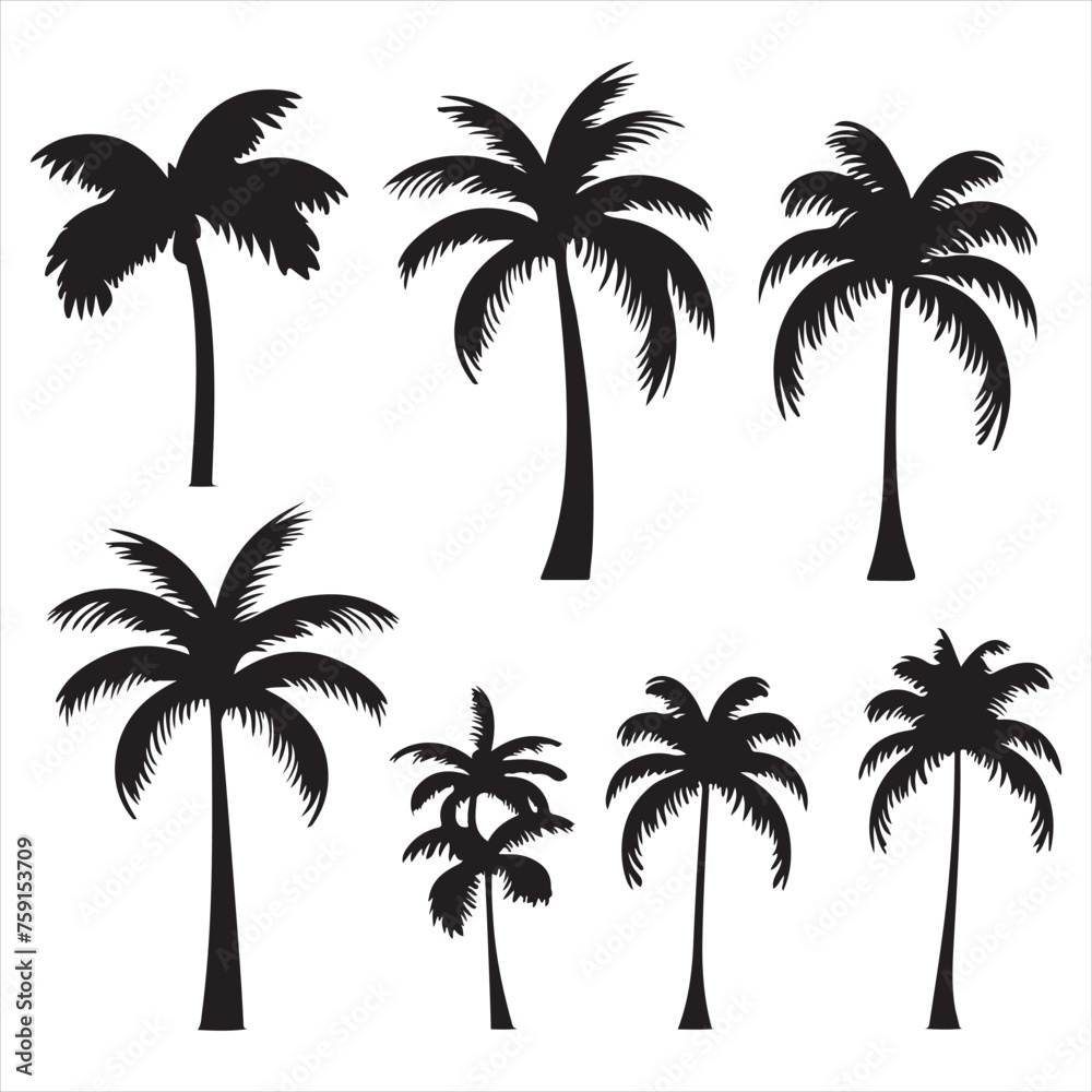 A black silhouette palm set
A black silhouette palm set
