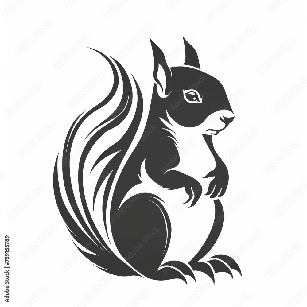 a squirrel icon, simple design, black and white сreated with Generative Ai a squirrel icon, simple design, black and white сreated with Generative Ai