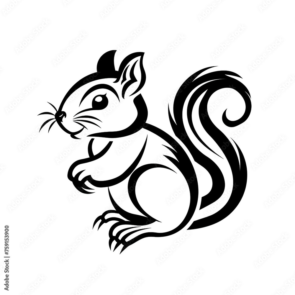 a squirrel icon, simple design, black and white сreated with Generative Ai a squirrel icon, simple design, black and white сreated with Generative Ai