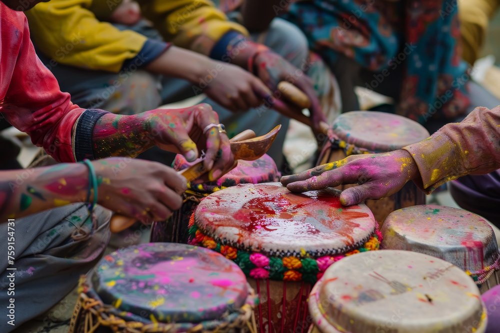 Obraz premium Holi Festival Drumming Session