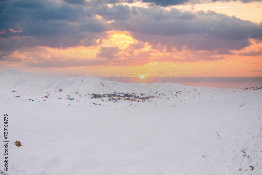 Winter Season in the Erzincan Mountains Drone Photo, Kemah Erzincan, Turkey (Turkiye).