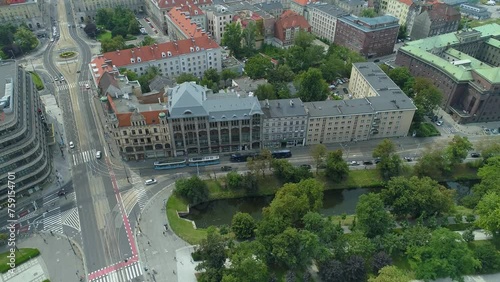 Beautiful Street Podwale Renoma Wroclaw Aerial View Poland photo