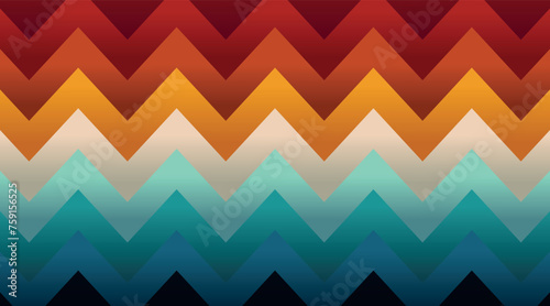 retro background of horizontal stripes in the shape of a zig zag, 3d effect retro banner with retro vintage colors