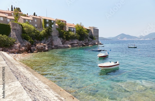 The picturesque Sveti Stefan island outside of Budva, Montenegro