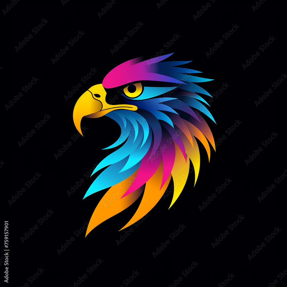 Fototapeta premium create a gaming logo that is eagle, uses bold colors of cyan сreated with Generative Ai