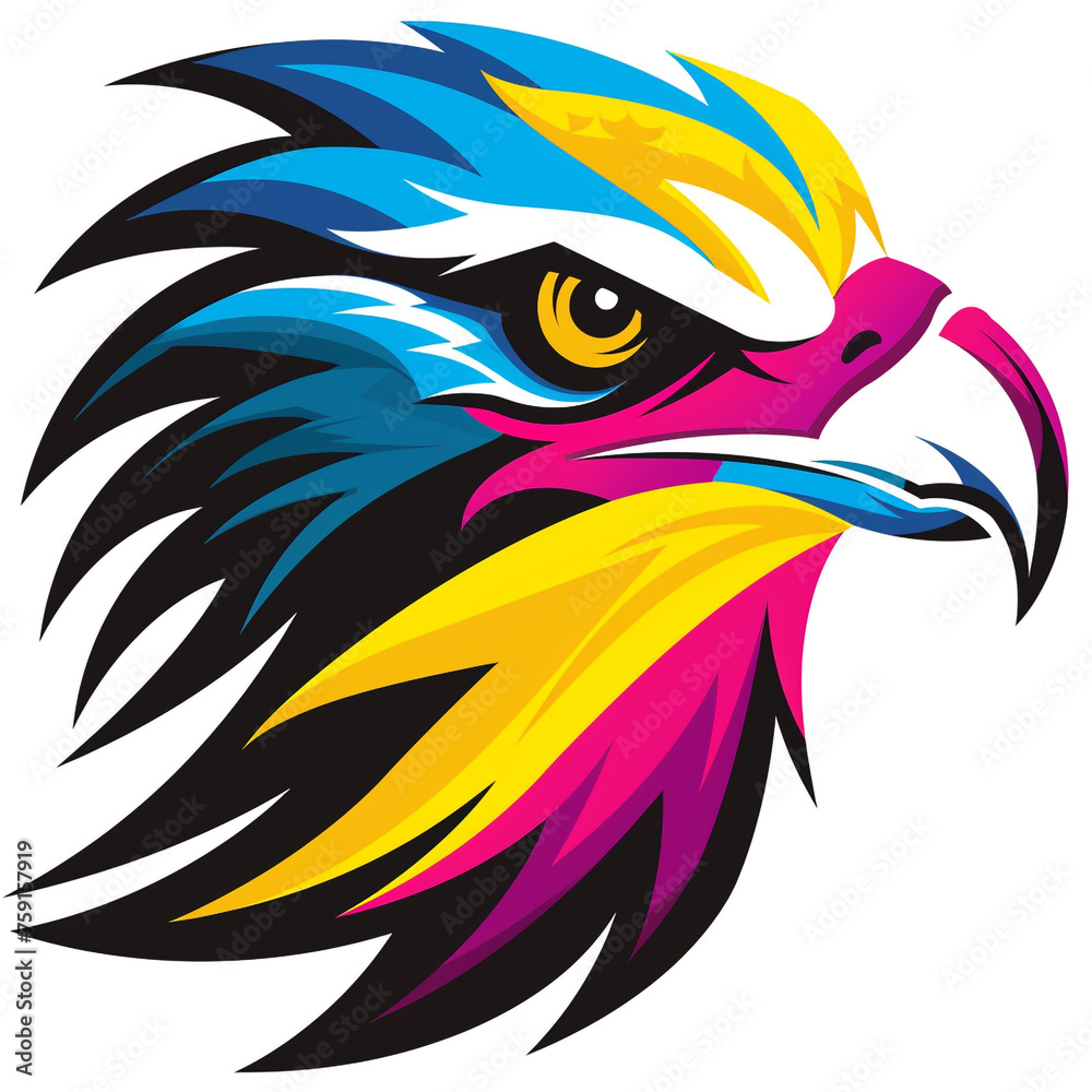 Fototapeta premium create a gaming logo that is eagle, uses bold colors of cyan сreated with Generative Ai
