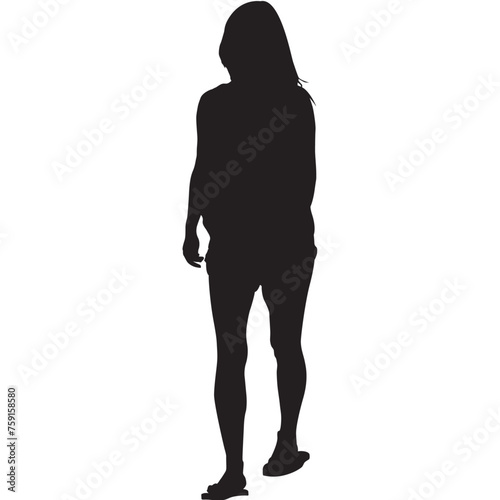 A woman walking in shorts silhouette