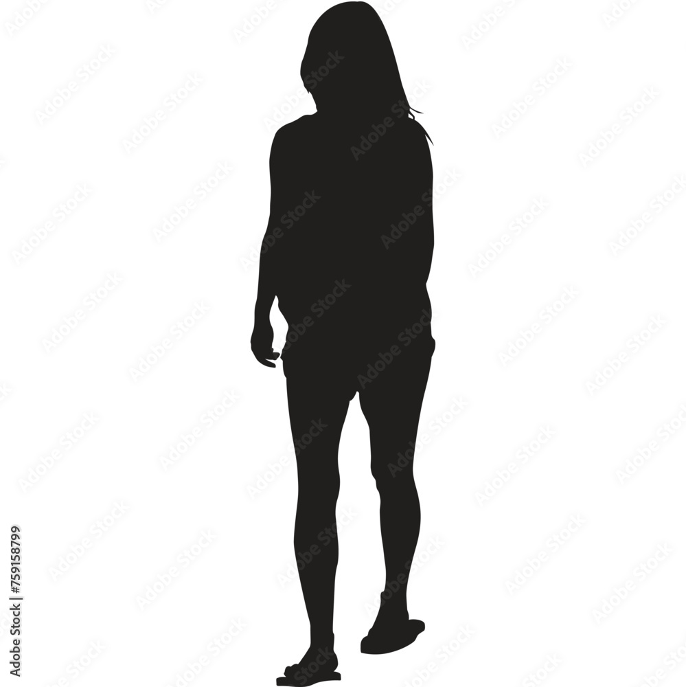 Fototapeta premium A woman walking in shorts silhouette