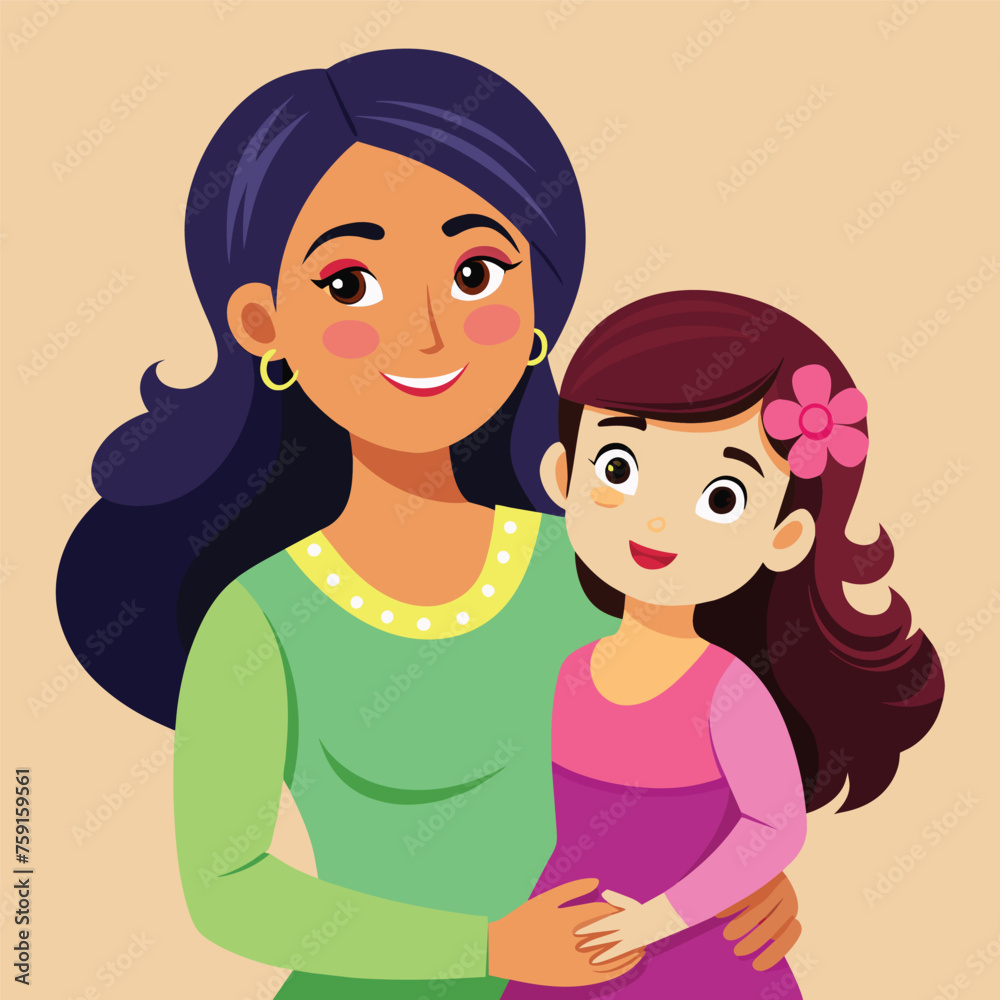 Happy mothers day mom and child affection greeting design Happy mothers day mom and child affection greeting design