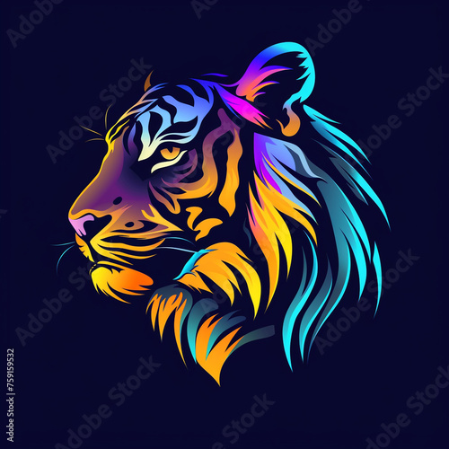 create a gaming logo of tiger, bold colors of cyan сreated with Generative Ai