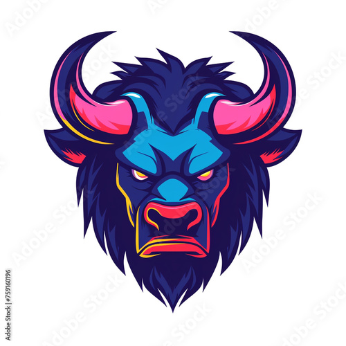 Angry Bison logo isolated сreated with Generative Ai